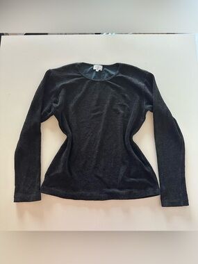 Vintage 90s Anne Elisabeth Abaya Paris Terry Textured Stretch Long Sleeve Black